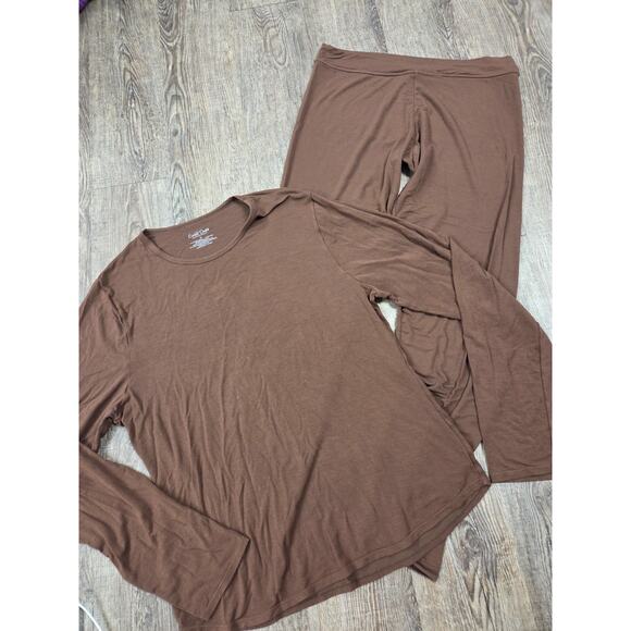 CuddlDuds by Charter Club Women's Stretch Soft Pajamas L/XL Set Brown Lounge Set - Picture 1 of 5